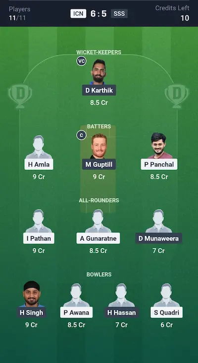 ICN vs SSS Dream11 Prediction Grand League Team 1