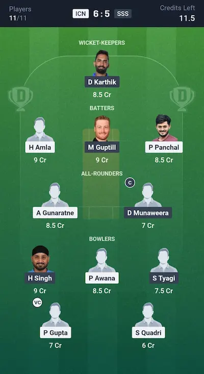 ICN vs SSS Dream11 Prediction Grand League Team 4