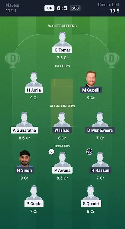 ICN vs SSS Dream11 Prediction Grand League Team 8