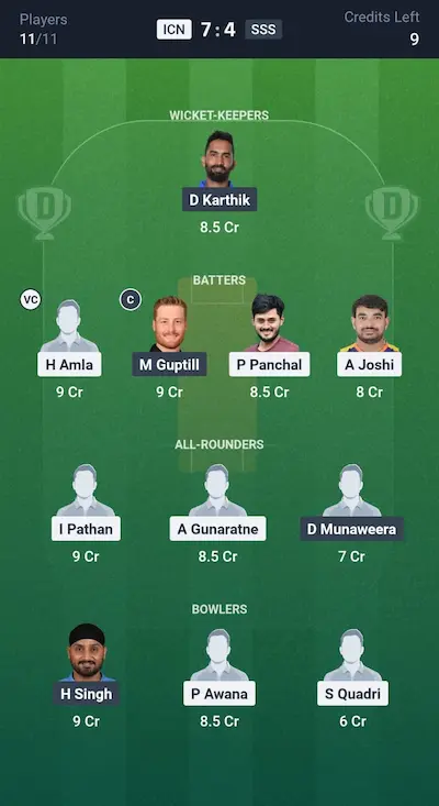 ICN vs SSS Dream11 Prediction Small League Team