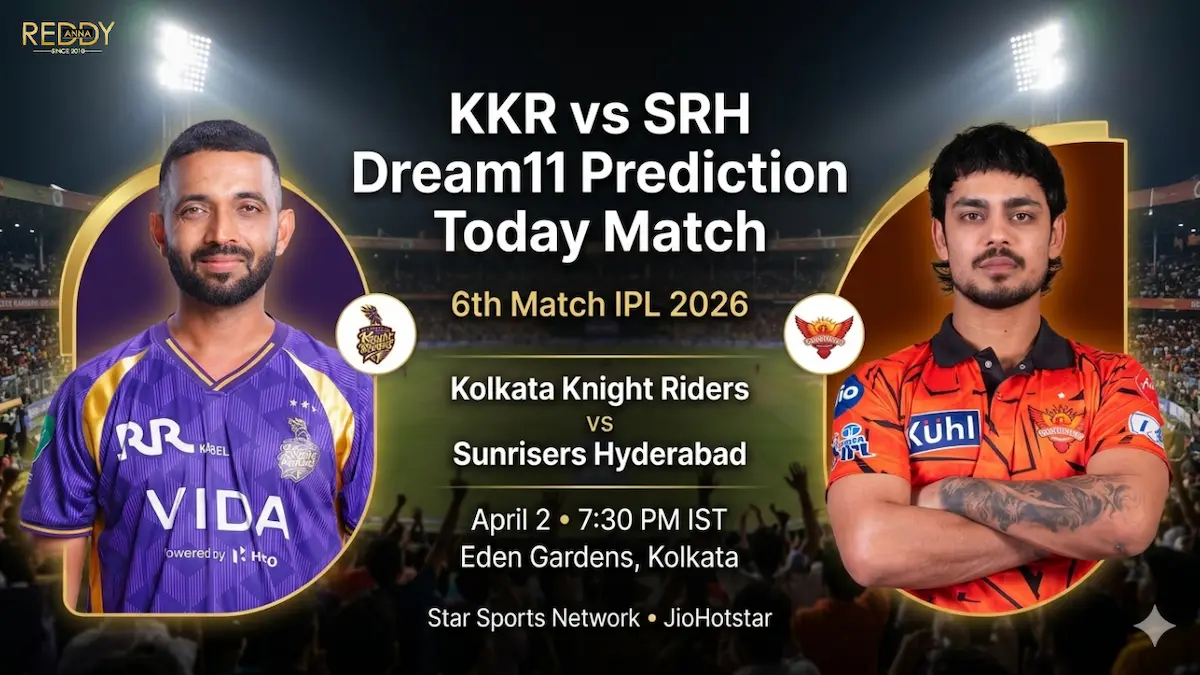 KKR vs SRH Dream11 Prediction Today Match 6th IPL 2026