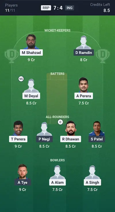 RRP vs ING Dream11 Prediction Grand League Team 4