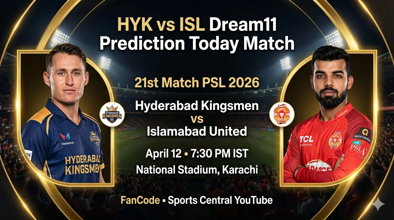 HYK vs ISL Dream11 Prediction Today Match 21st PSL 2026
