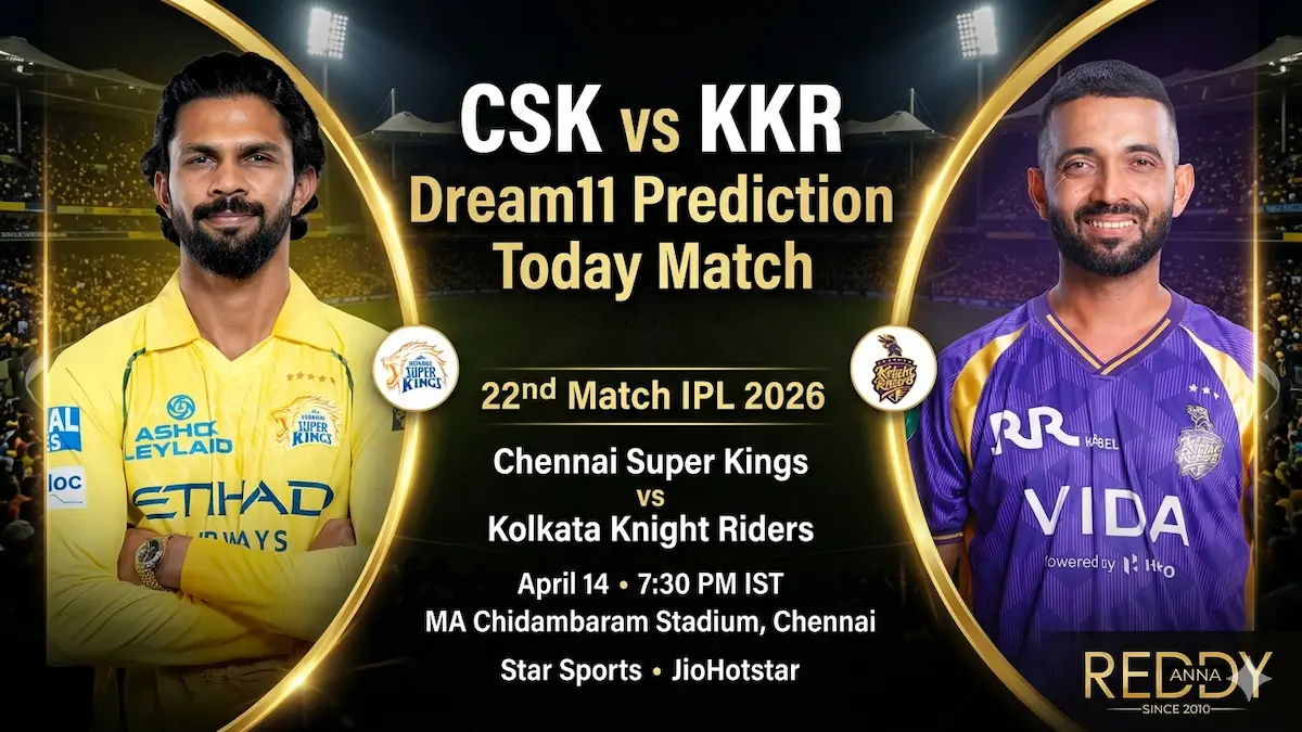 CSK vs KKR Dream11 Prediction Today Match 22nd IPL 2026