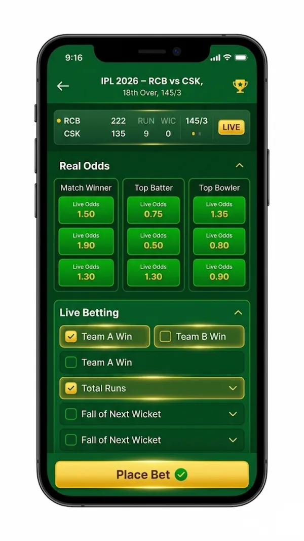 Reddy Anna live match betting interface