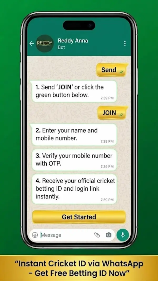 Reddy Anna WhatsApp ID creation flow